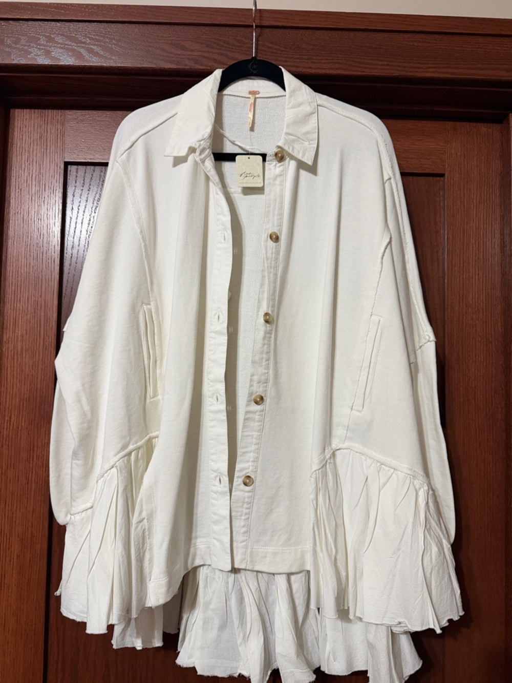 Free People Ivory Textured Knit Jacket